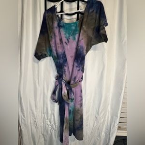 Torrid Belted Multi Tye Dye Off the Shoulder dress.
